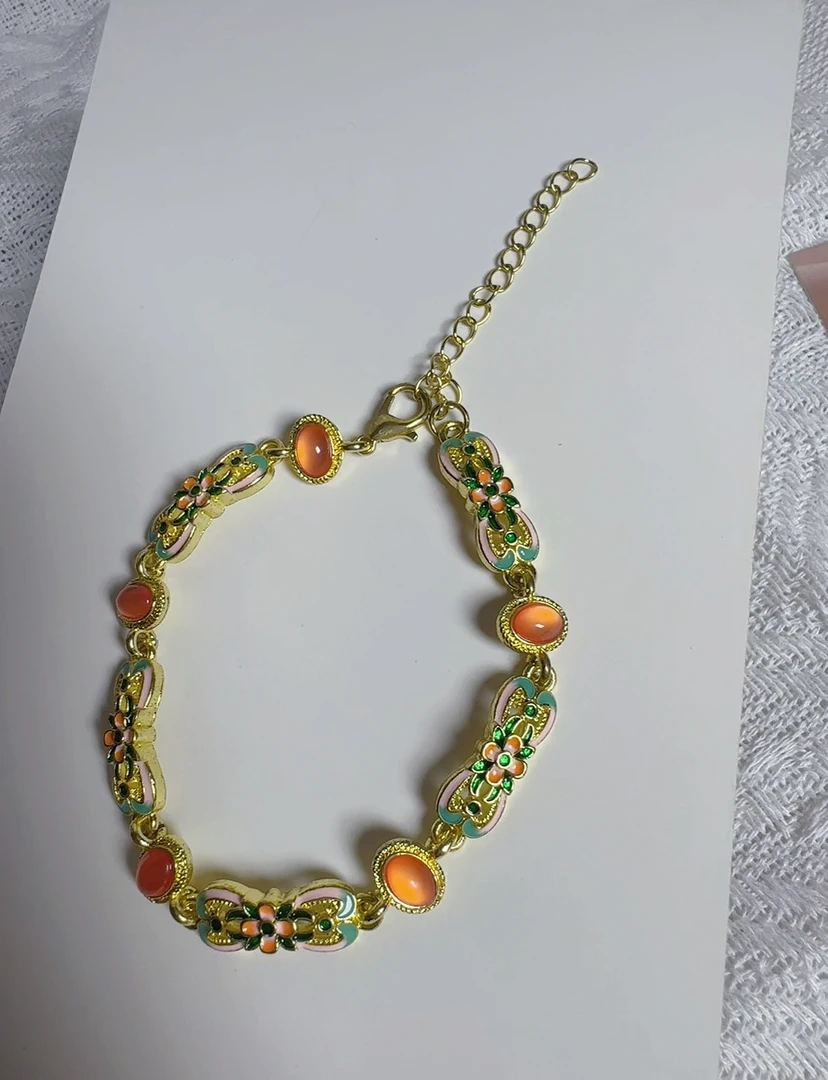 合金珐琅手链 婷饰高定 新中式手链珐琅精致显白贵气手链