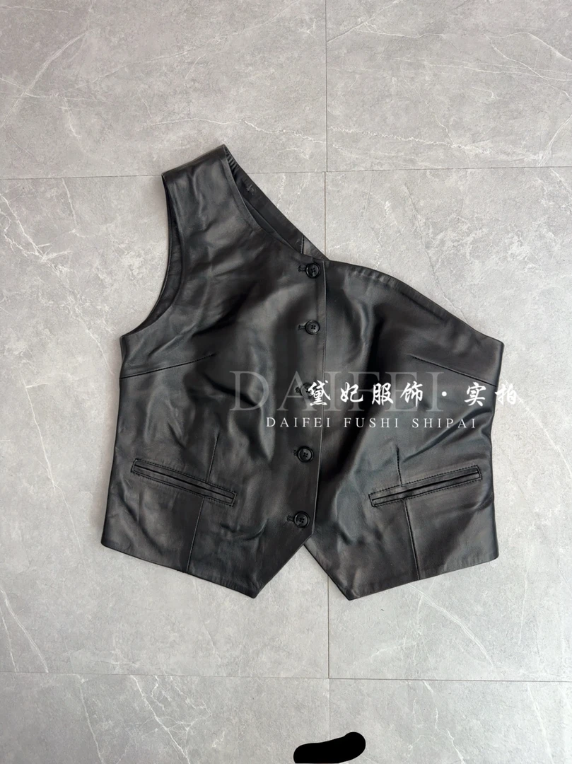 2025春秋新款真皮皮衣女短款绵羊皮修身显瘦百搭休闲马夹外套上衣