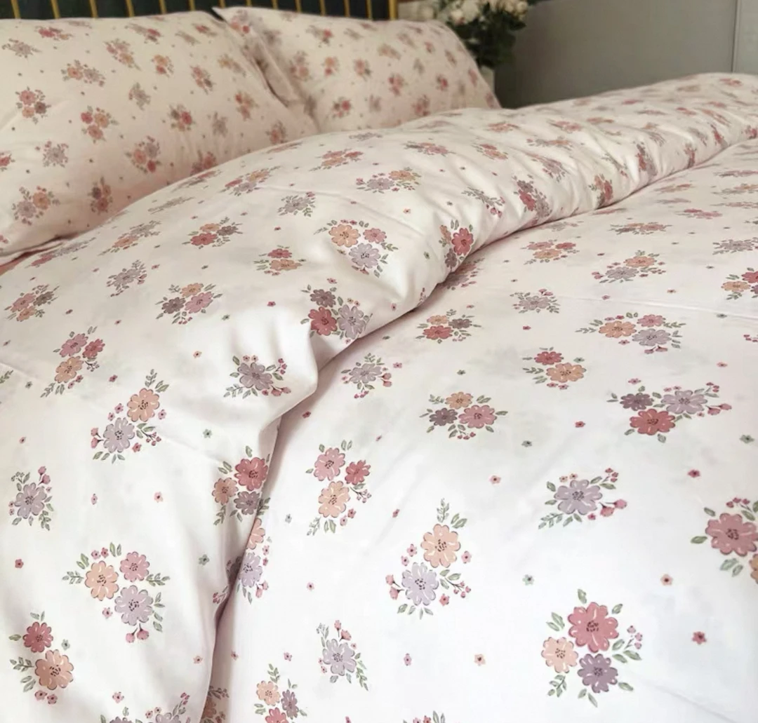 （小粉花）双层纱系列四件套 四季款A 超柔软 亲肤