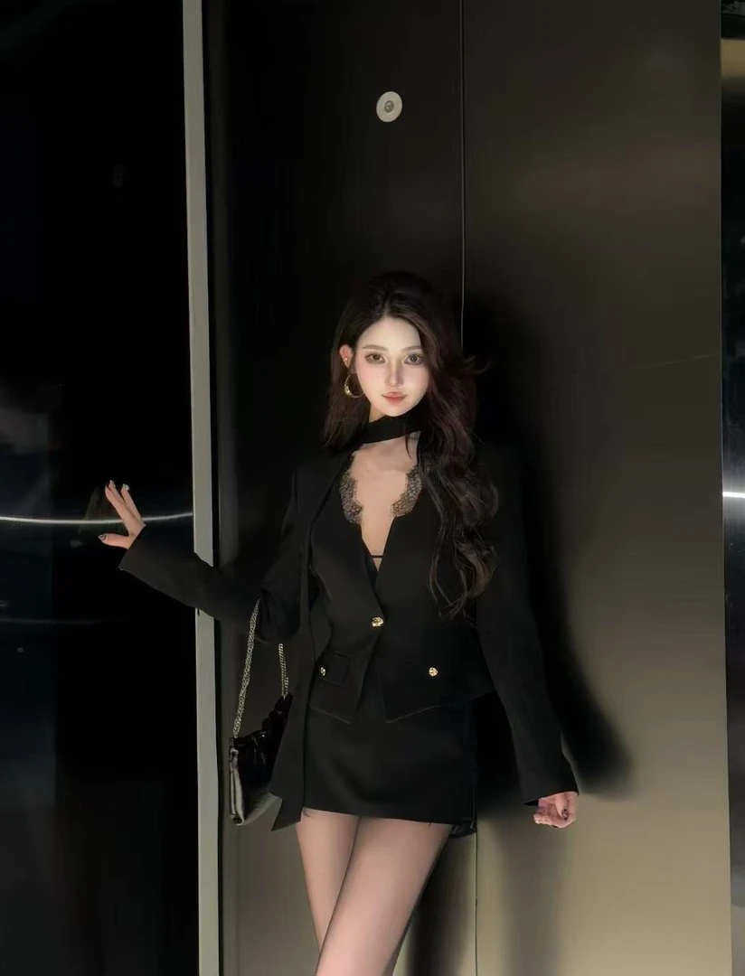 【精选优品】气质修身蕾丝拼接时尚套装251669