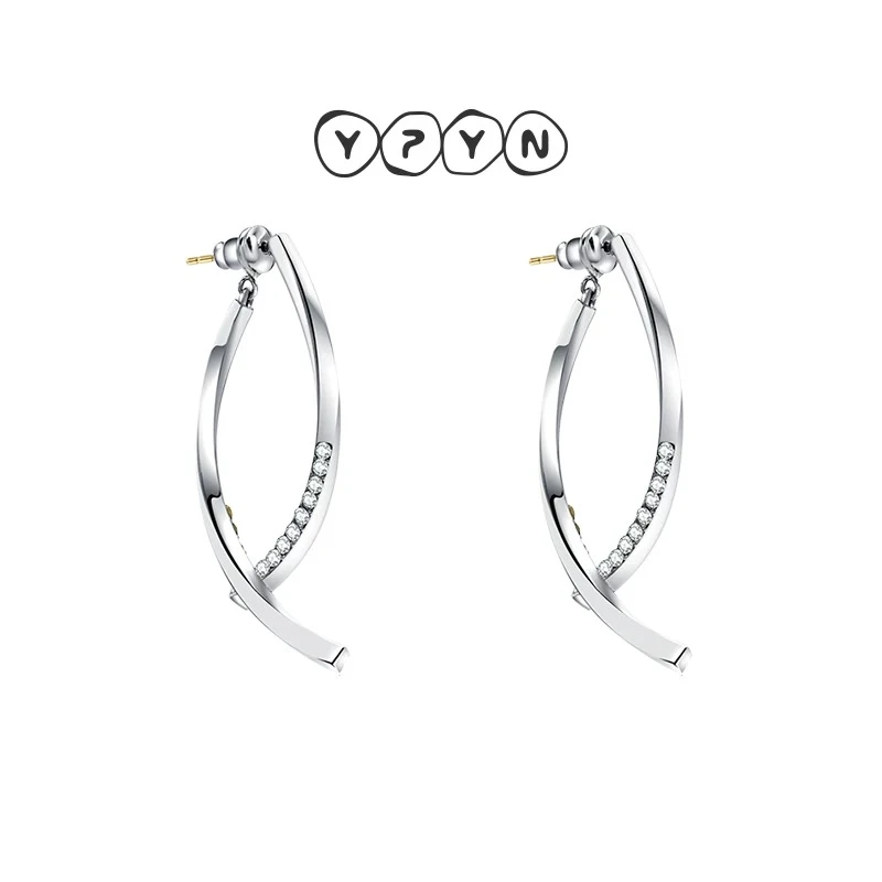 一撇一捺 铜合金耳饰 YPYN几何耳钉银色线条感小众简约大气耳饰