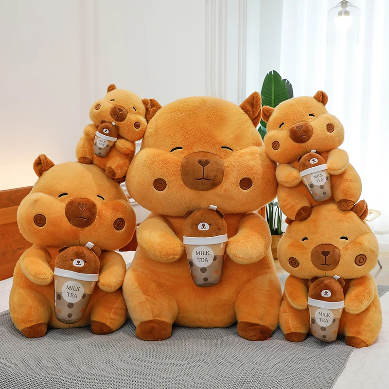网红爆款奶茶杯水豚公仔卡皮巴拉玩偶毛绒玩具布娃娃抱枕生日礼物