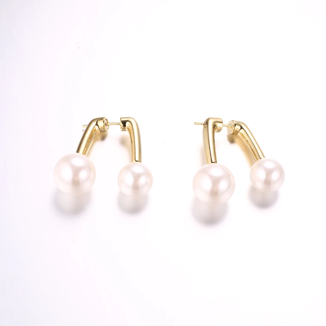 铜合金仿珍珠耳饰 法式小香风珠珠高级感精致气质耳环 C-32539