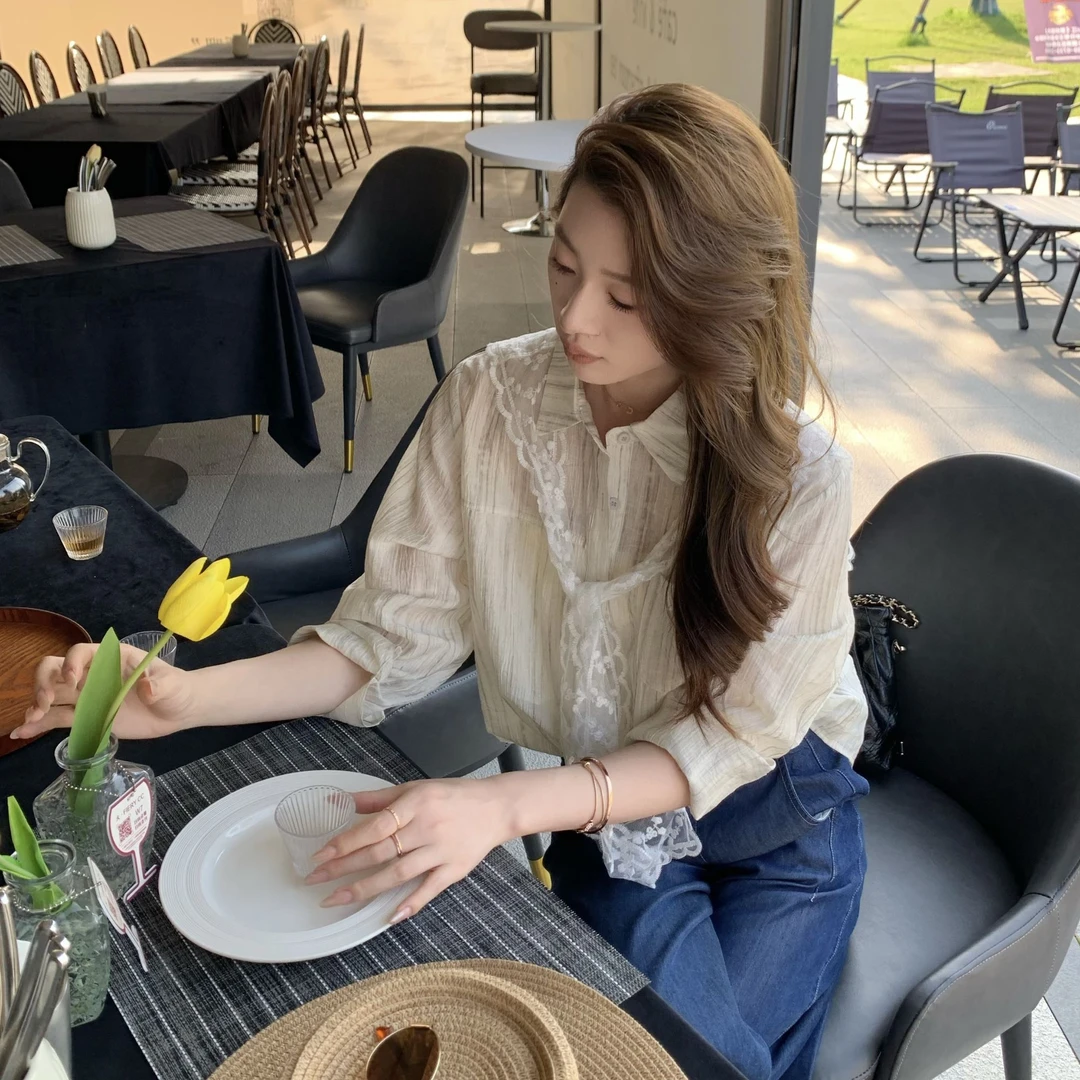 【彤彤】蕾丝披肩衬衫长袖时尚休闲女款YW-10KUN110S88501