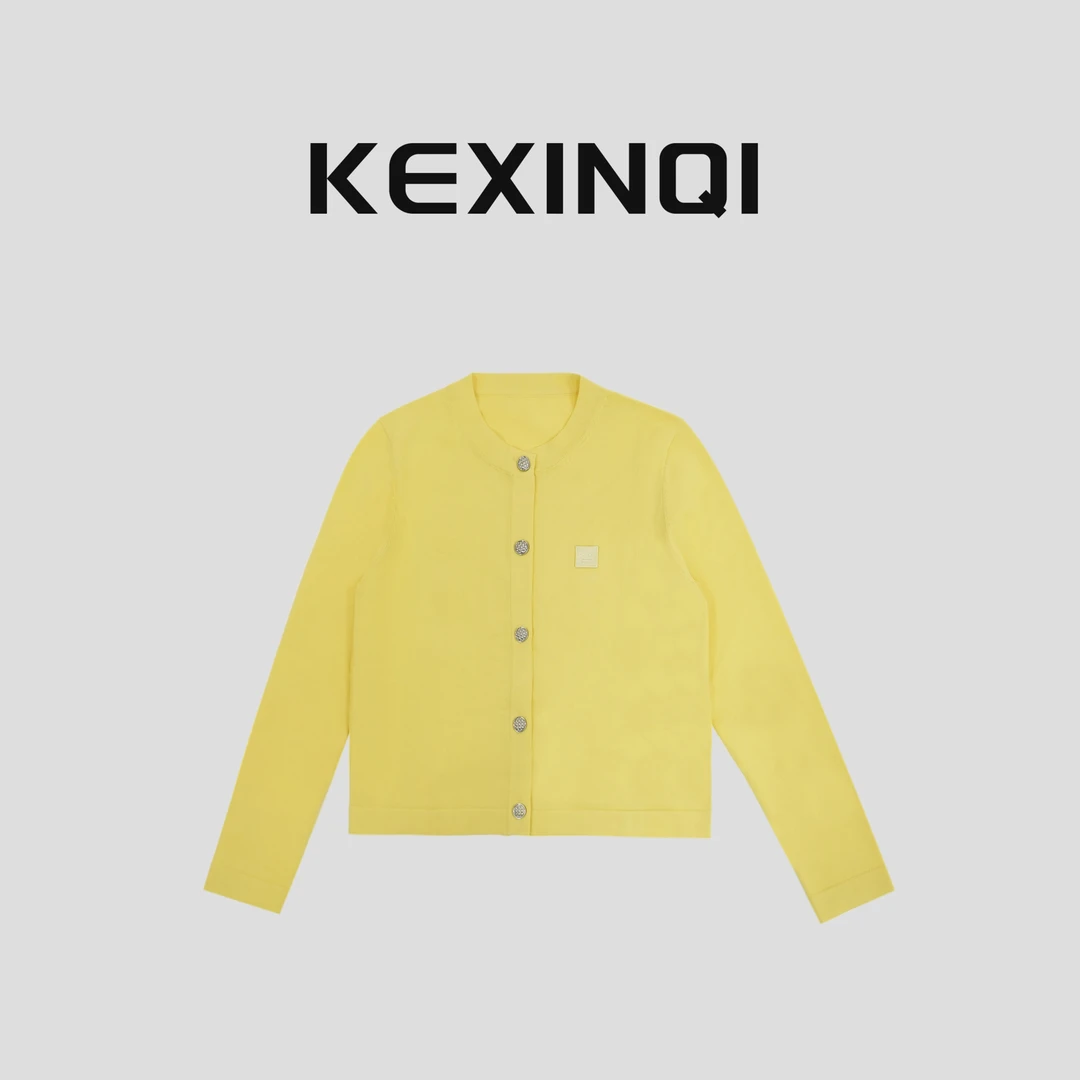 KEXIN 笑脸开衫  2024新款白色时尚休闲毛衣开衫-241KSDKX20212