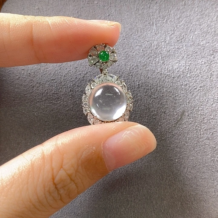 棋***活石英质玉银S925镶嵌颈饰
