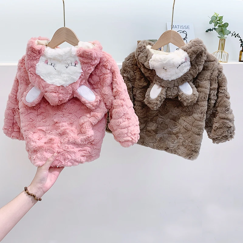 【本妈】宝宝童装卡通可爱连帽小兔子加绒加厚外套 H010 25