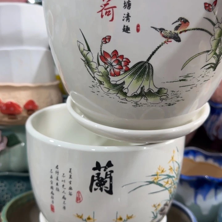 凑9块包邮，有孔，陶瓷花盆