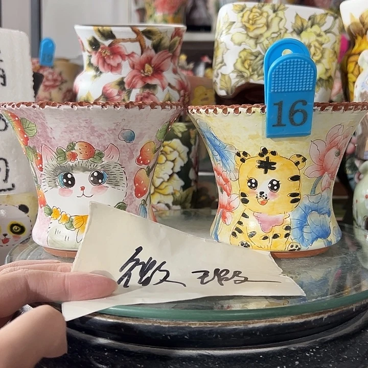 满38包邮 景德镇手绘花盆