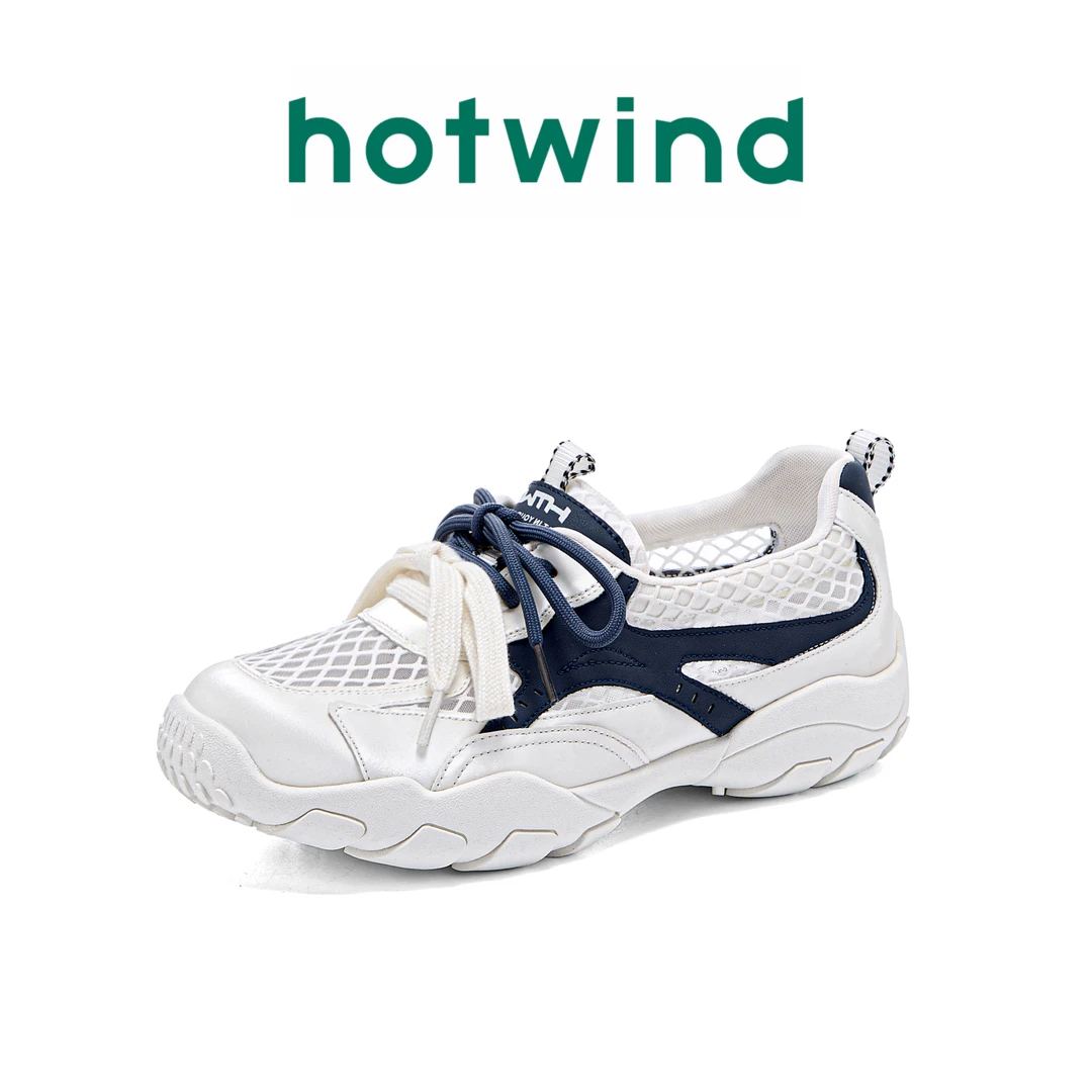 Hotwind/热风时尚百搭夏季网面休闲鞋软底显高德训阿甘鞋