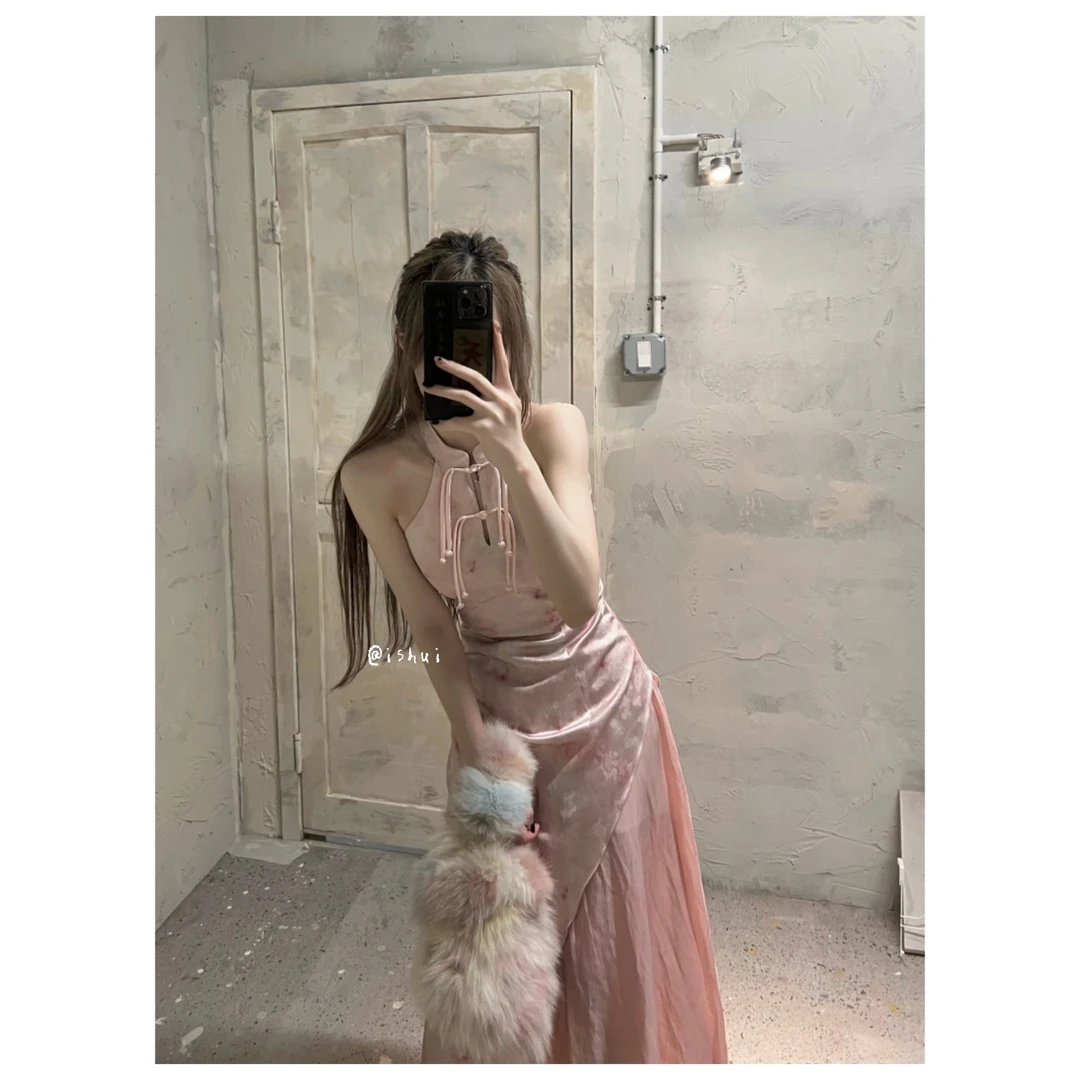 ishui-梅子煎茶-新中式不对称新中式新国风复古设计师修身旗袍