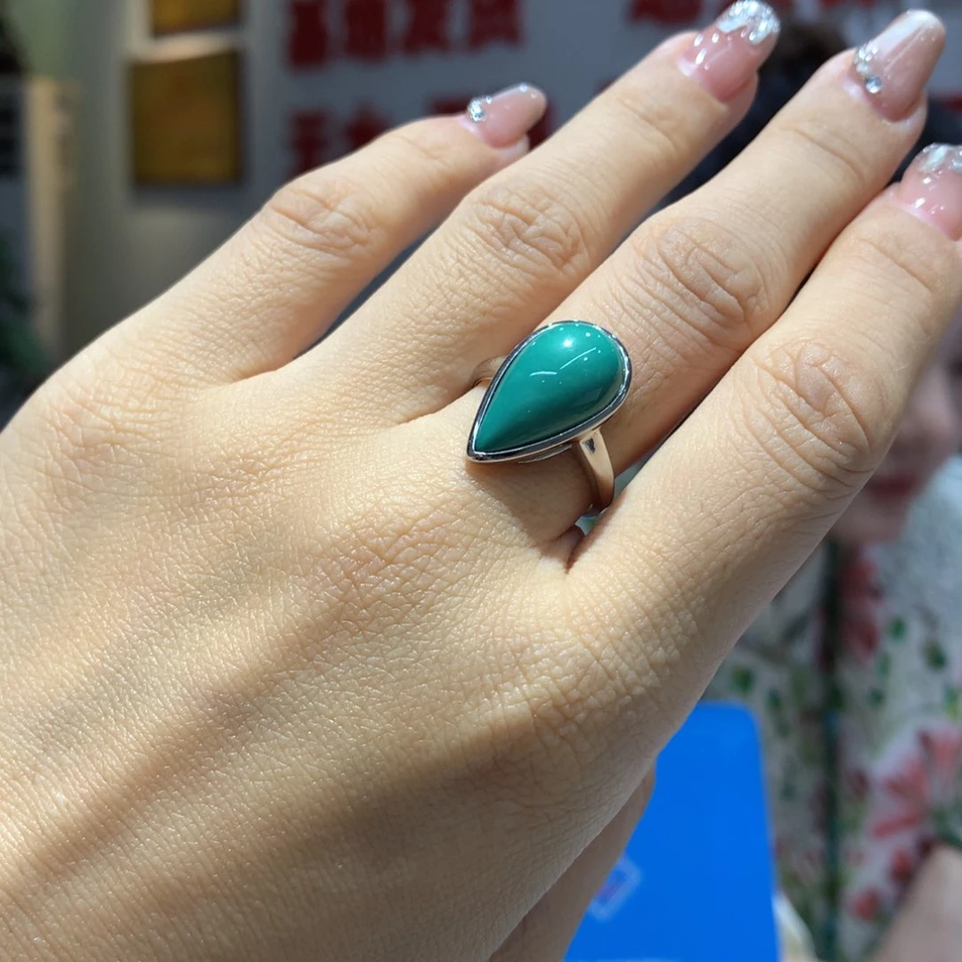 银S925镶嵌绿松石戒指