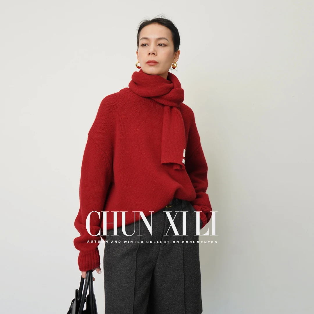 CHUNXILI/春熙里 气质时尚毛衣+围巾D00M44151+D00SP44068
