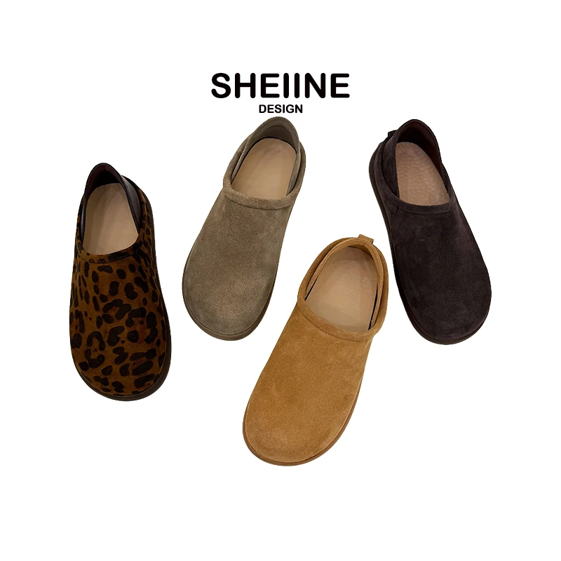 两穿款加绒小土豆勃肯鞋真皮秋冬新款防滑软底一脚蹬毛毛鞋雪地靴