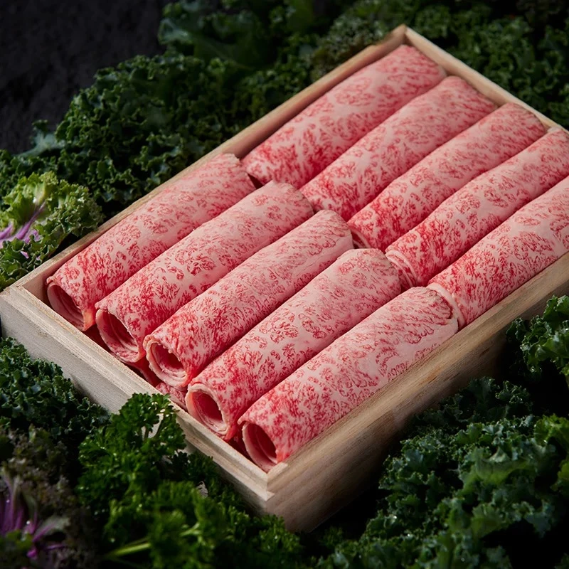 原切牛排木盒眼肉雪花卷日式寿喜烧韩式烤肉M9+