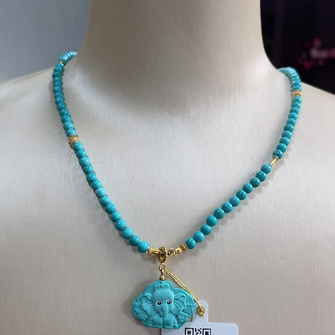 绿松石珠宝奇石18K金镶嵌