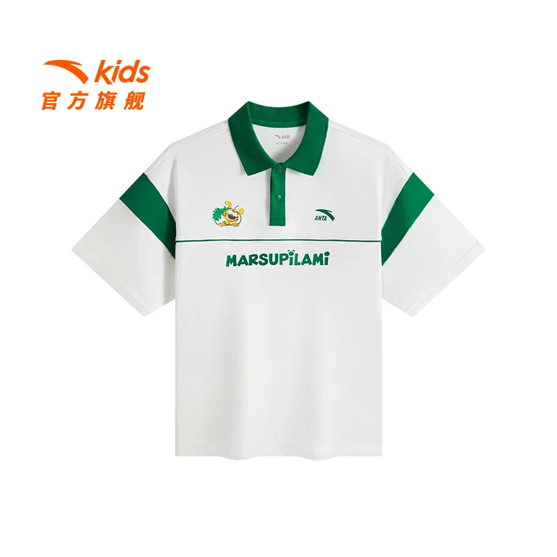 安踏儿童男大童短袖POLO衫2025夏季新款透气柔软青少年时尚短袖潮