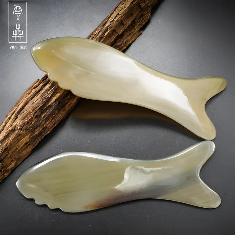 云犇刮疗牛角板鱼形面部经络疏通天然牦牛角按摩开背脸部美容片