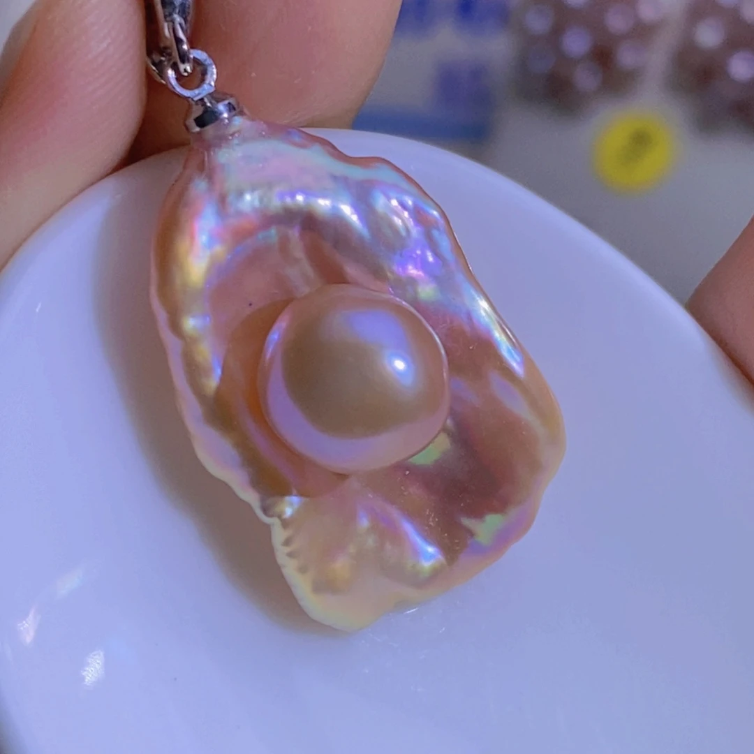 银S925镶嵌天然淡水珍珠淡水珍珠