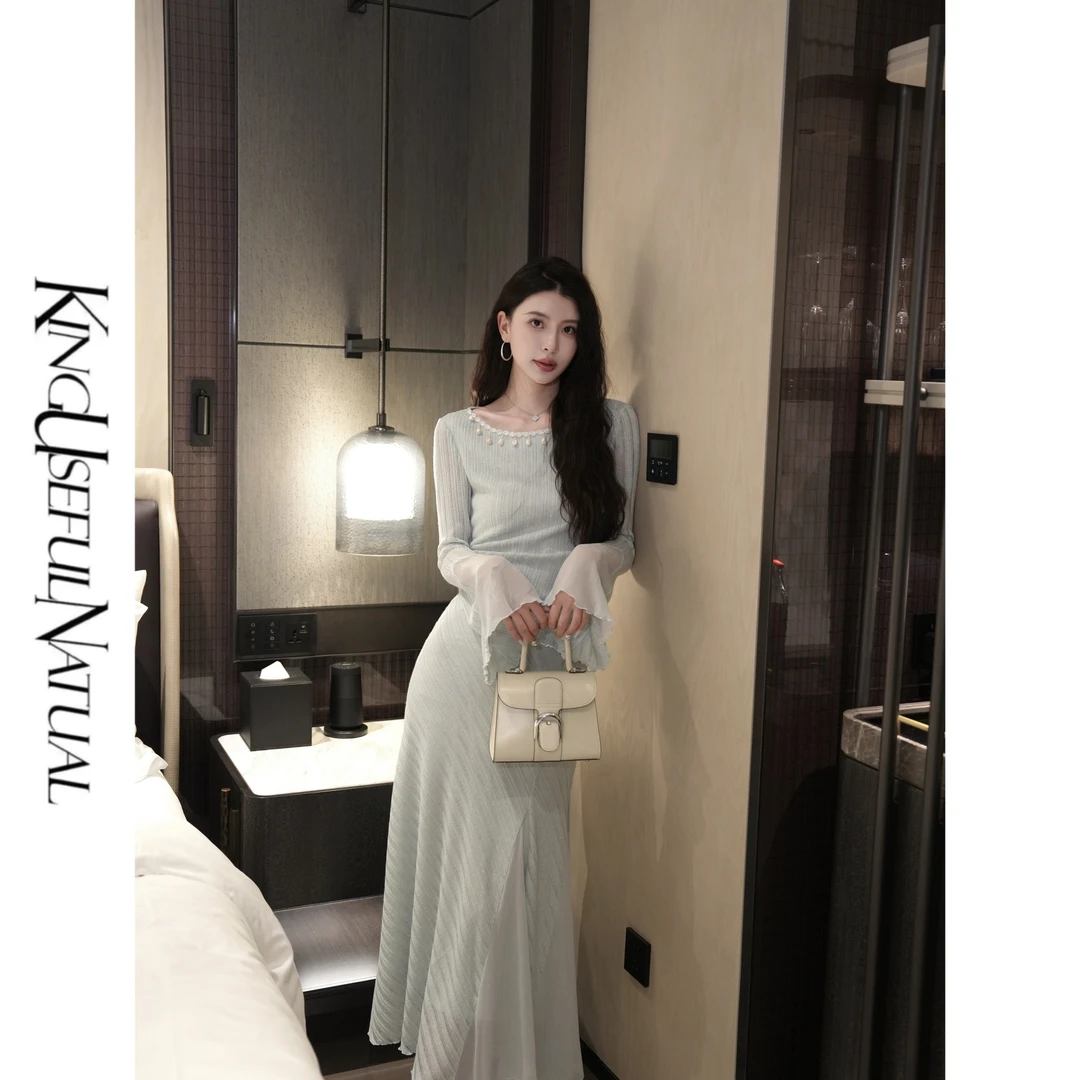 KUN【南山烟雨】温润气质 针织衬衫半身裙时尚套装女气质轻薄两件套