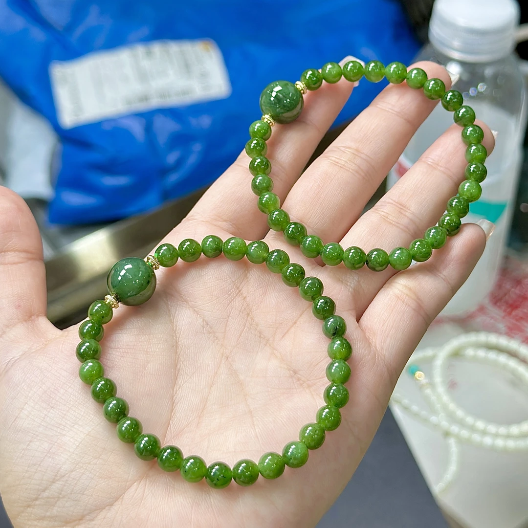 【CH】和田玉碧玉DIY手串-约11*6mm（多样性发其一）