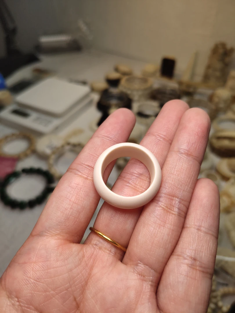 天然猛犸牙高冰戒指19