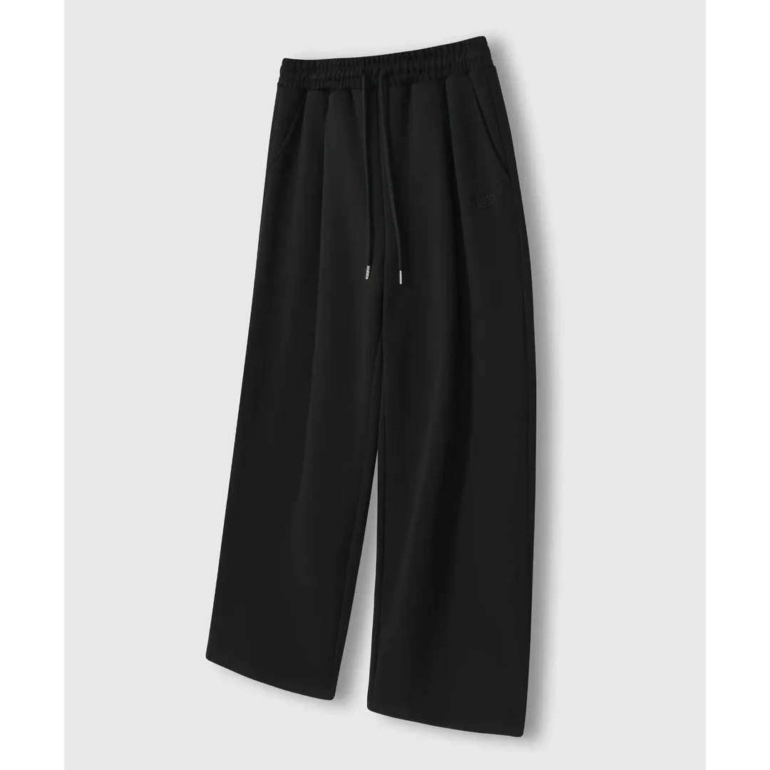 【MonTendre】秋季新款 L 休闲简约纯色垂顺感直筒宽松系带长裤女