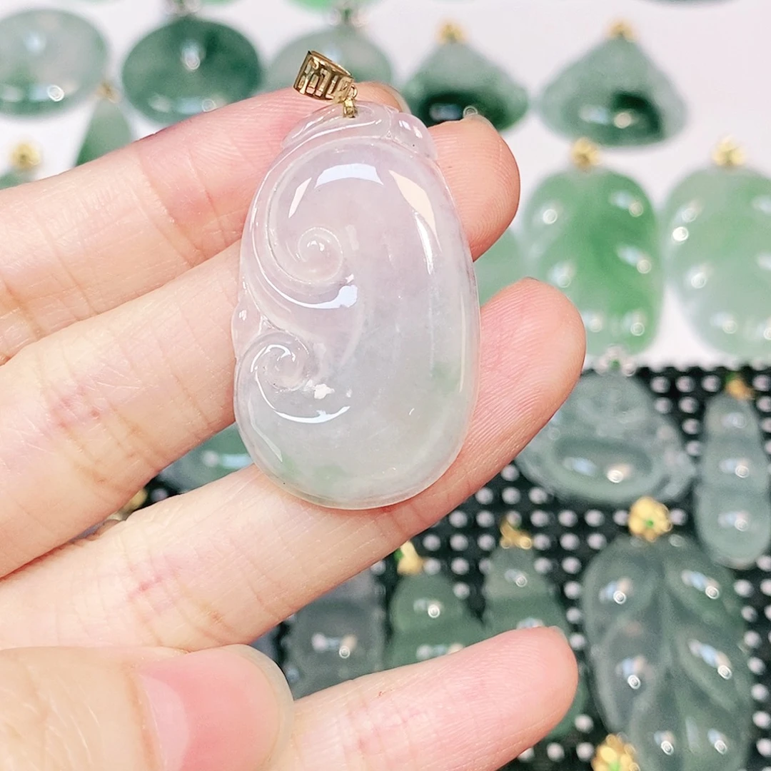 吊坠(不含链)18K金镶嵌翡翠
