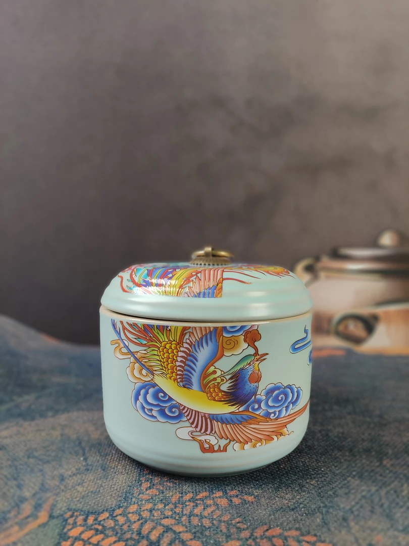 F079-凤凰紫砂茶叶罐JSYTC