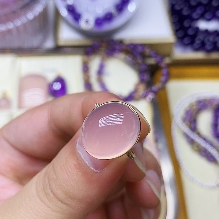 烟晶戒指18K金镶嵌