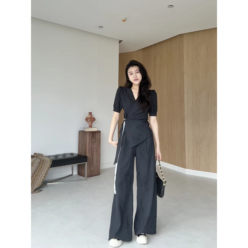 张阿星【静谧梦境】慵懒极简高级收腰衬衫+印染长裤 W425A02980