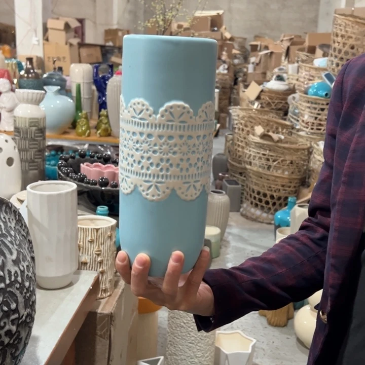 陶瓷花瓶摆件外贸出口微瑕捡漏高29口10公分