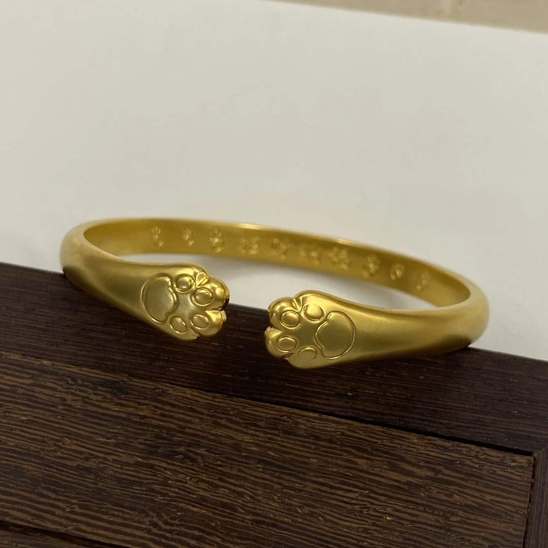 招财纳福猫爪开口手镯  D119