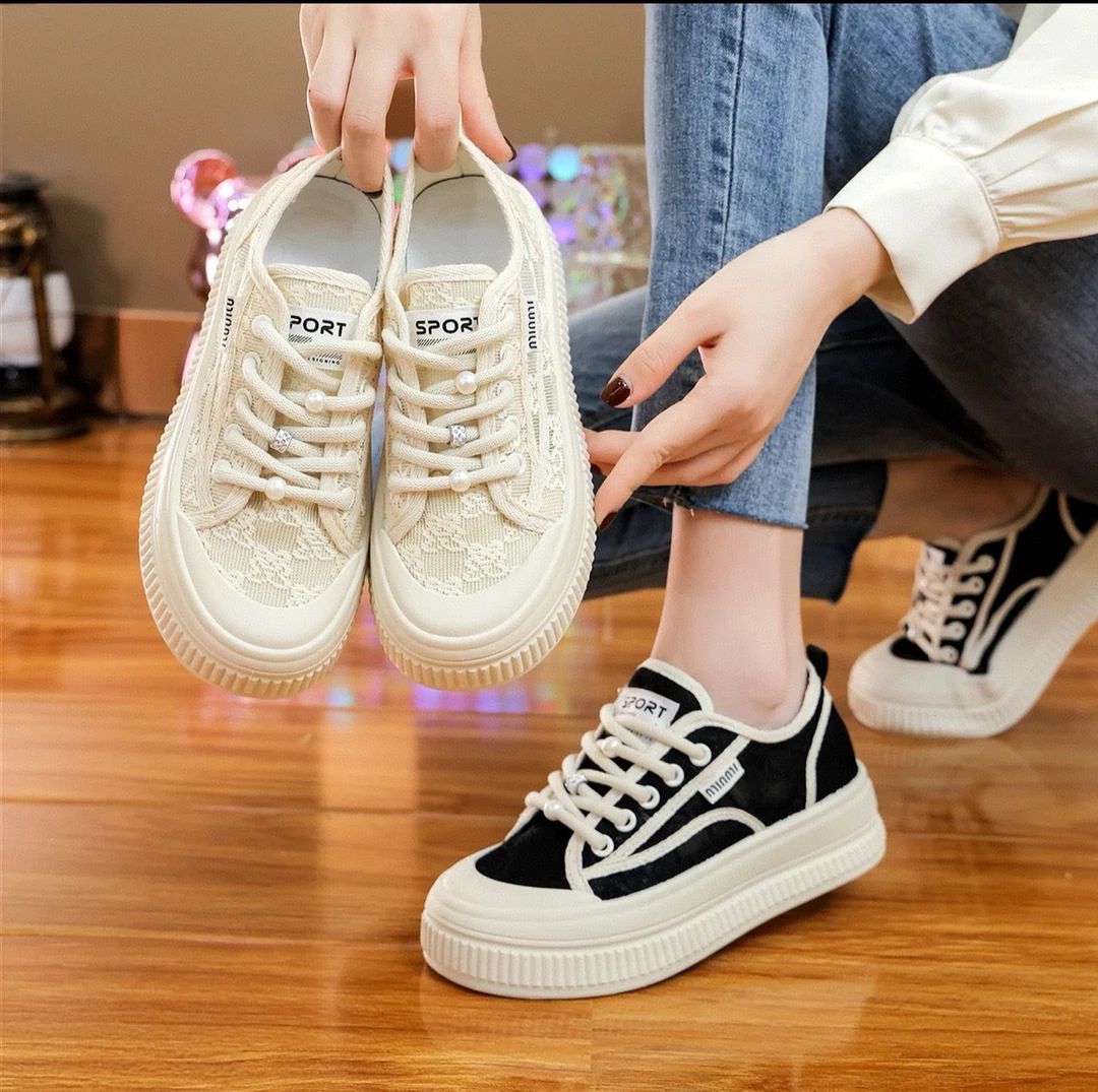 夏季新款刺绣网面蕾丝针织绣花休闲鞋女鞋百搭运动跑步增高鞋板鞋