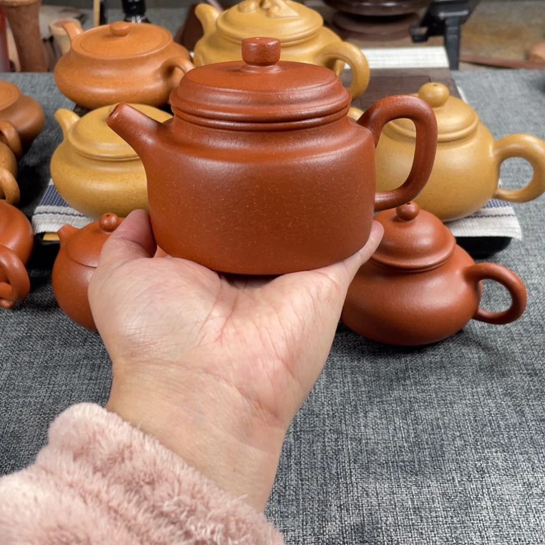 紫砂茶壶红降坡德钟全手40目210