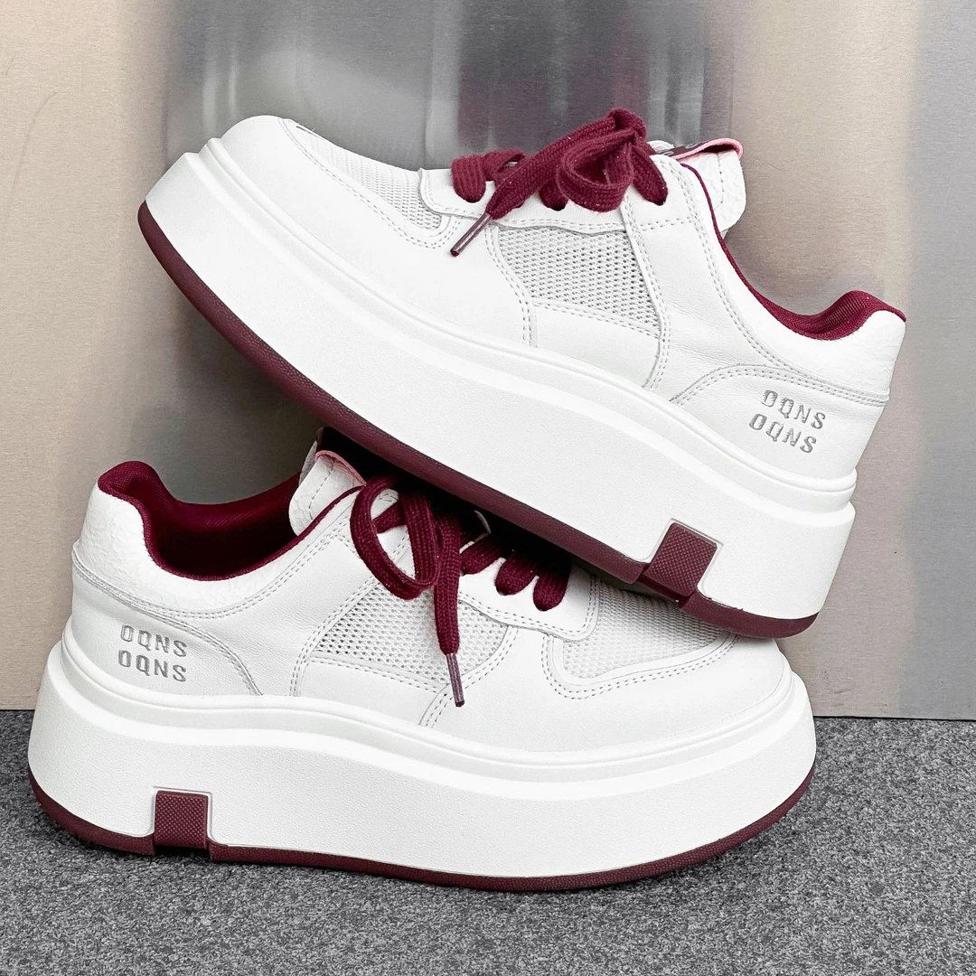 时尚薄款内增高厚底小白鞋女网面透气松糕小个子板鞋2530