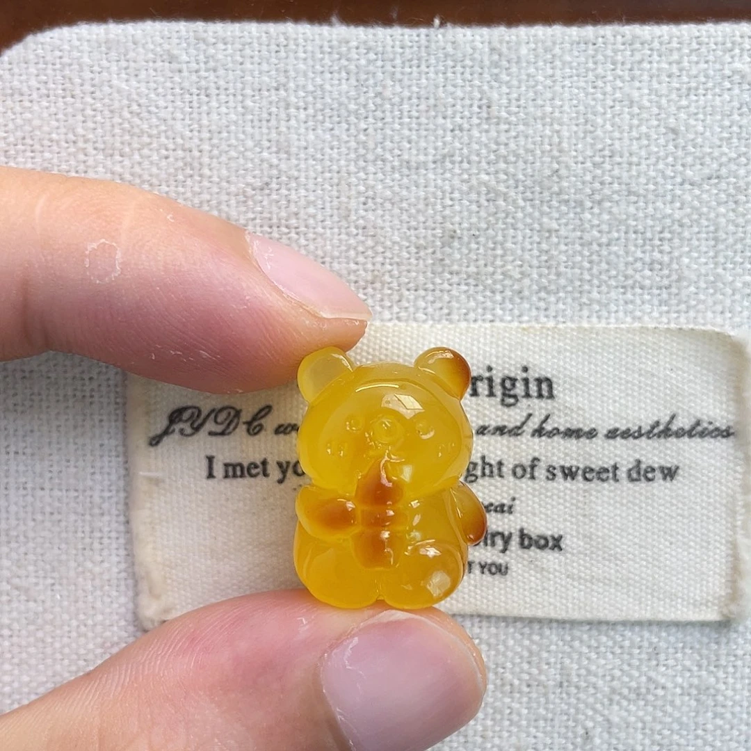 衍***生裸石琥珀未镶嵌奶茶小熊