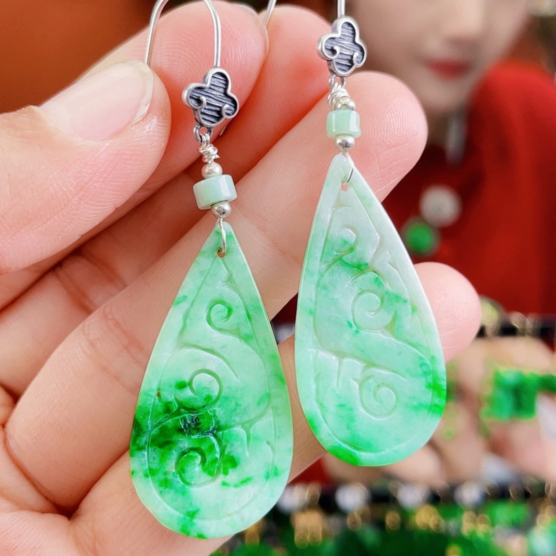 翡翠未镶嵌耳饰饰品