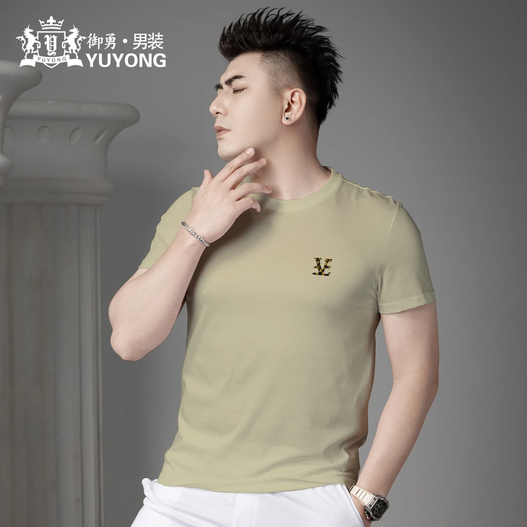 欧货2025夏季新款潮牌字母印花短袖t恤男士休闲上衣圆领半袖体恤