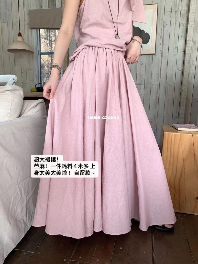 imiss@80678 韩系温柔风绝美质感高腰大摆A字半身裙（裙长92）