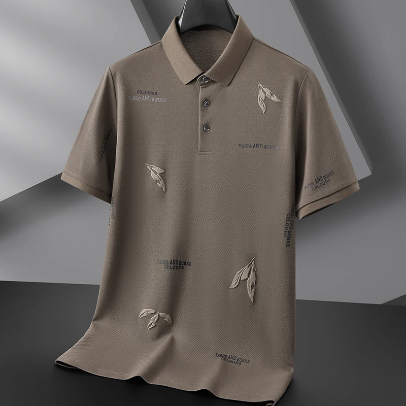 DRNL高档丝光棉短袖Polo衫男士胖子大码商务休闲宽松半袖T恤