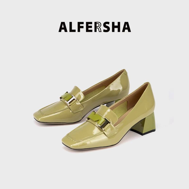 2025春款阿芙莎广系联名款553397新款经典气质百搭方头金属扣单鞋