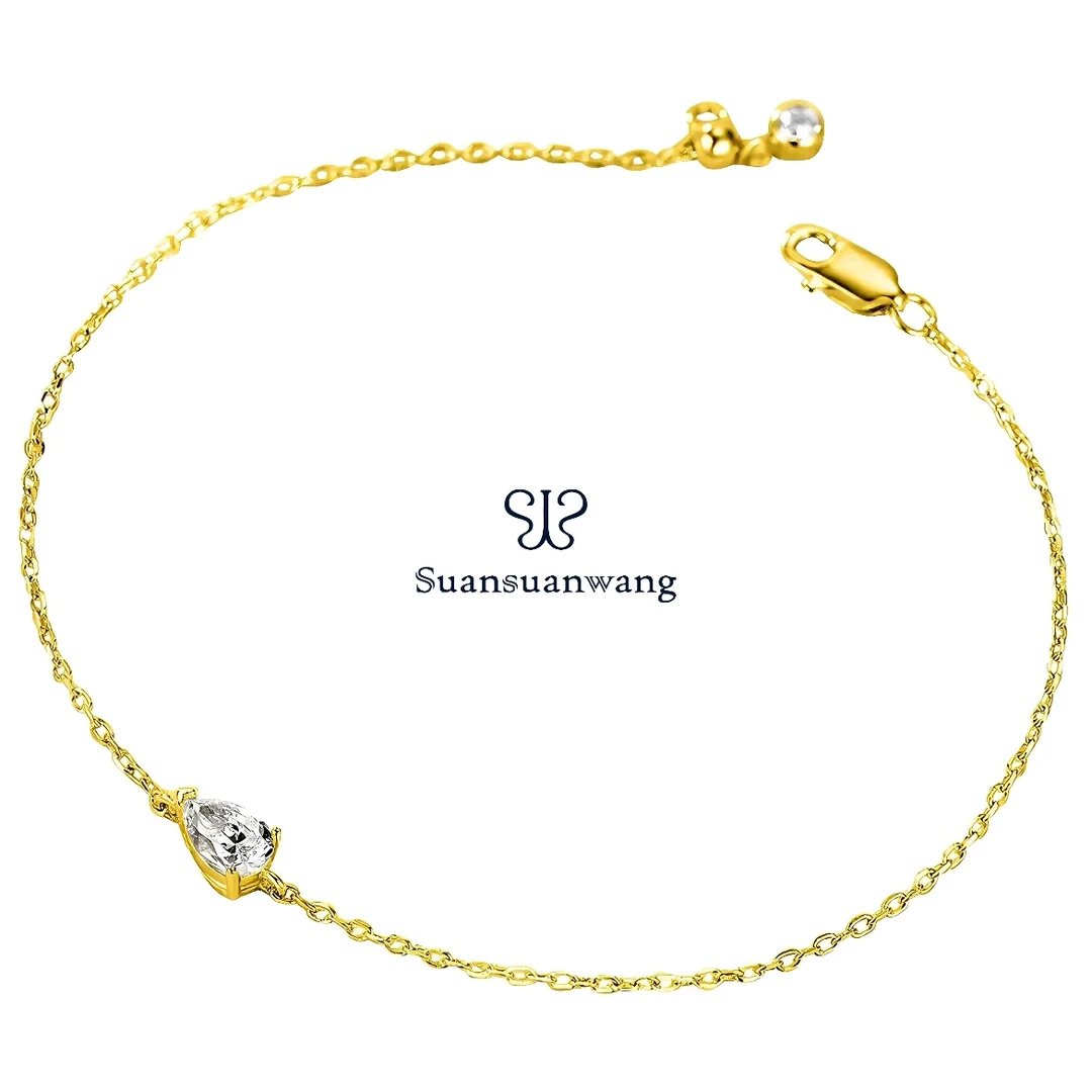 925银手链 SSW珠宝·简约一滴泪手链精致叠戴S925银生日礼物