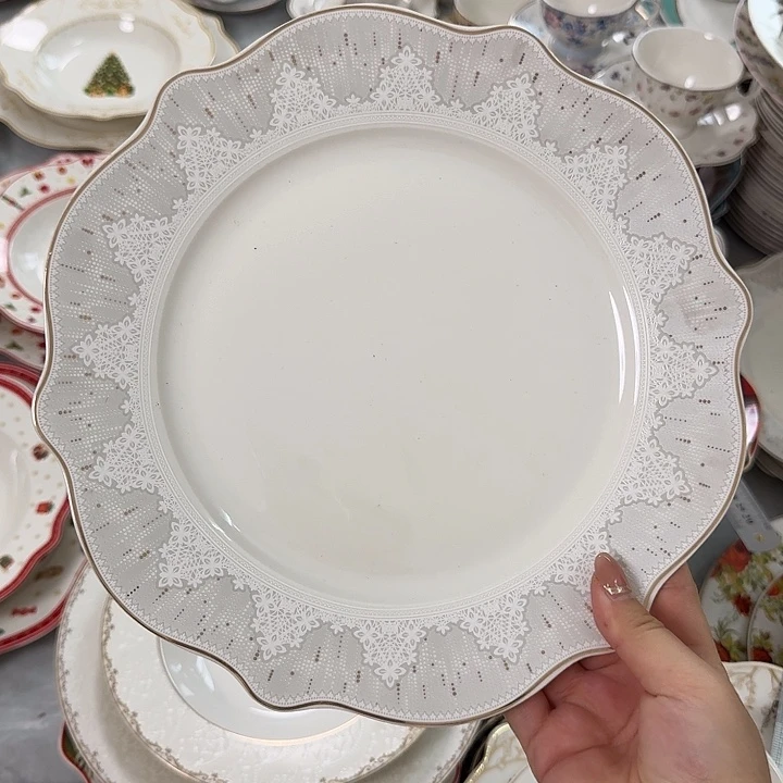 瓷10.5英寸法式大盘4个微瑕