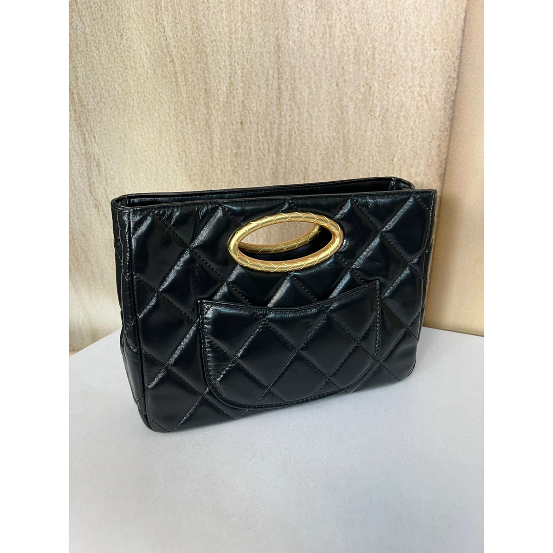 TOLEX2025新款手工百搭手工女包椭圆 0337 黑色26cm