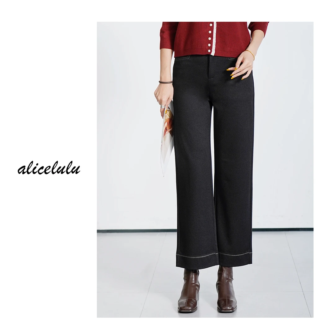 [alicelulu]通勤高腰简约百搭显瘦直筒牛仔休闲裤S622753U
