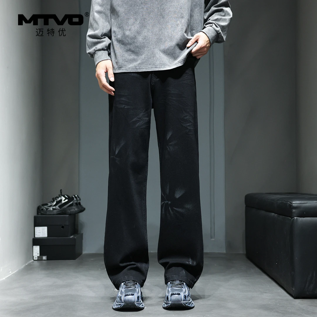 直筒牛仔裤2025年秋季男款美式潮牌复古高街休闲垂感百搭牛仔裤