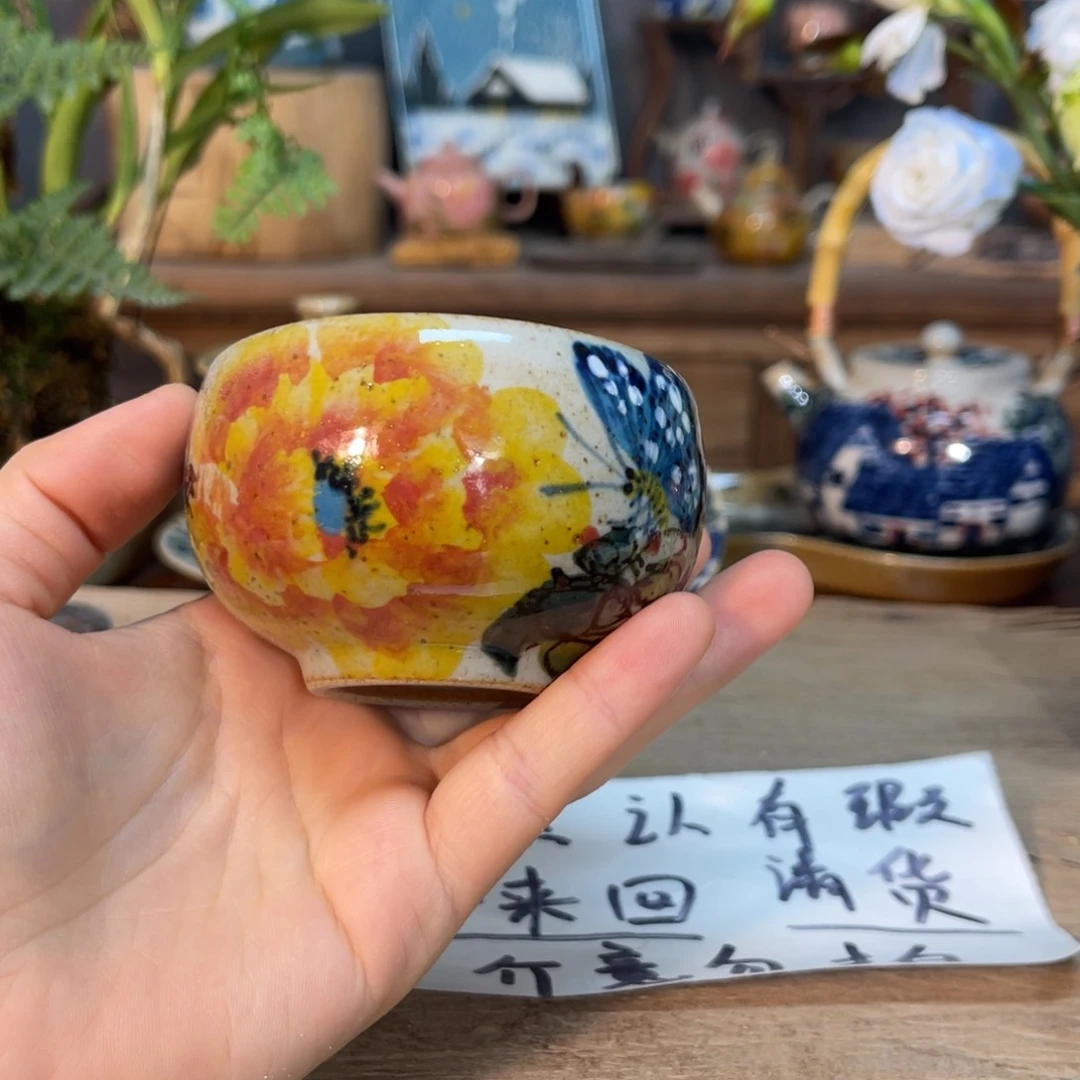 壶素浅陶瓷手工手绘