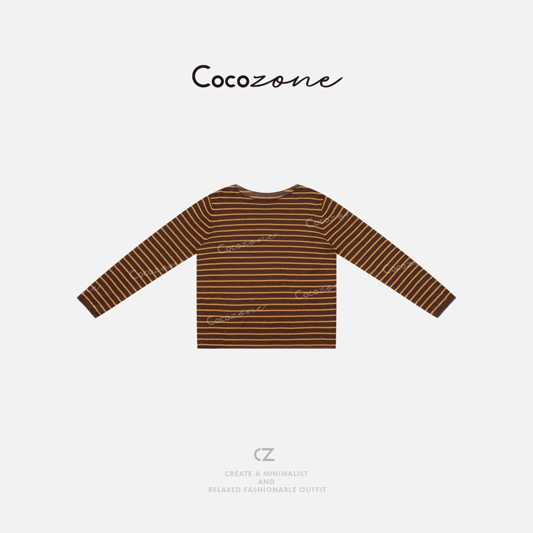 COCO ZONE 刘一一  【进口和纸混纺】条纹拼接毛针织衫CD1A0862