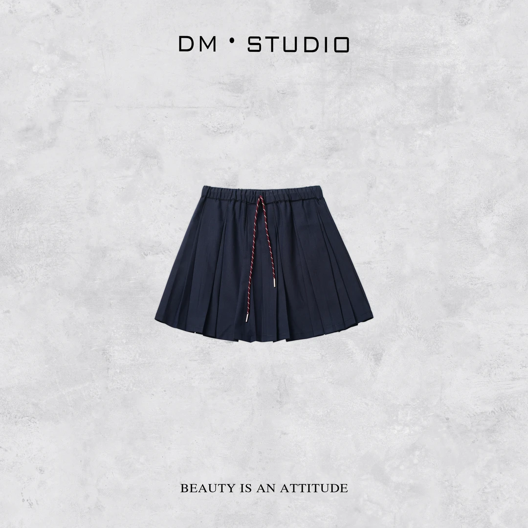 DEDM-DM•STUDIO/春夏显瘦气质个性百搭A字松紧腰百褶短裙（YJ2A63）